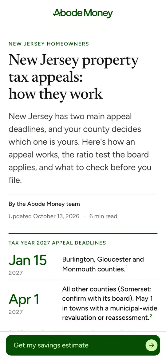 First screen of C13 · New Jersey guide on a phone