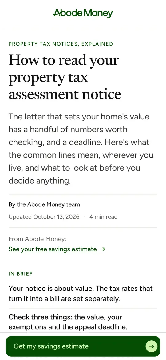 First screen of C15 · Read your notice on a phone